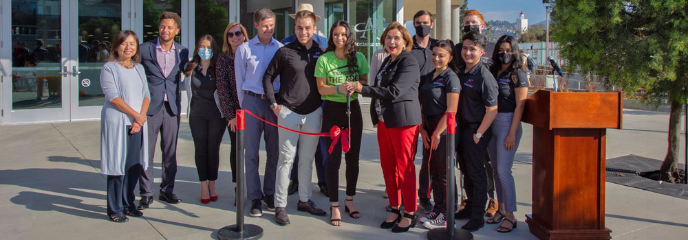 Ribbon curring ceremony at the entrance of the newly build Aztec Recreation Center